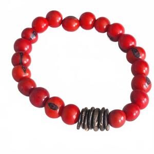 EsperanzArt Coco Red Acai Berry Coconut Beaded Stacking Stretch Bracelet